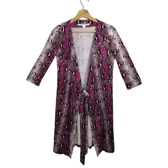 Diane Von Furstenberg Purple Snakeskin Print New Julian Two Wrap Dress Size 8 - Picture 12 of 12